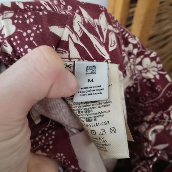 Scotch & Soda Bamboo Beach Trousers Tie Front Red Cream M - Picture 5 of 8